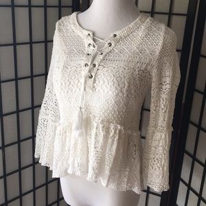 White lacy blouse size XS